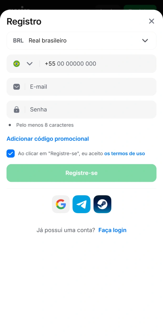 Digite seus dados pessoais no formulário.